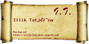 Illik Tatjána névjegykártya